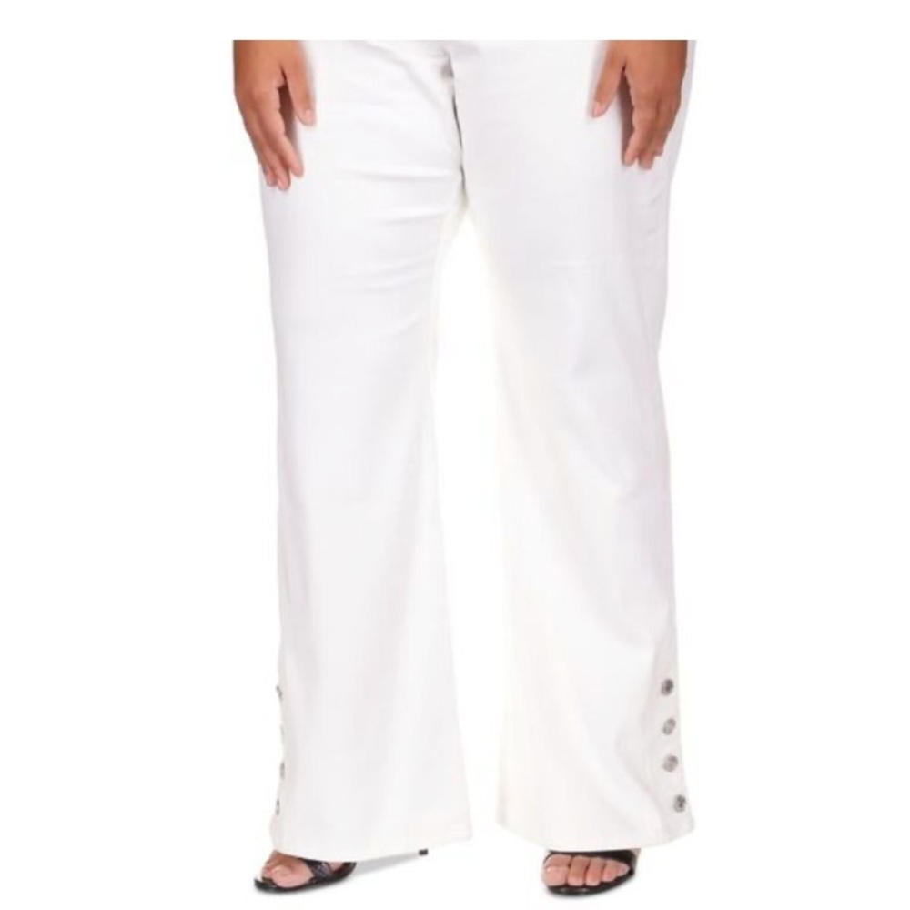 MICHAEL KORS Womens White Zippered Pocketed Button-hems High Waist Jeans 16W